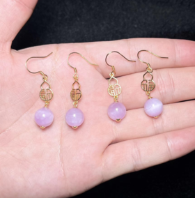 玉美人菲菲~HZ~S925紫辉圆珠约10 mm耳钩~多样性发一