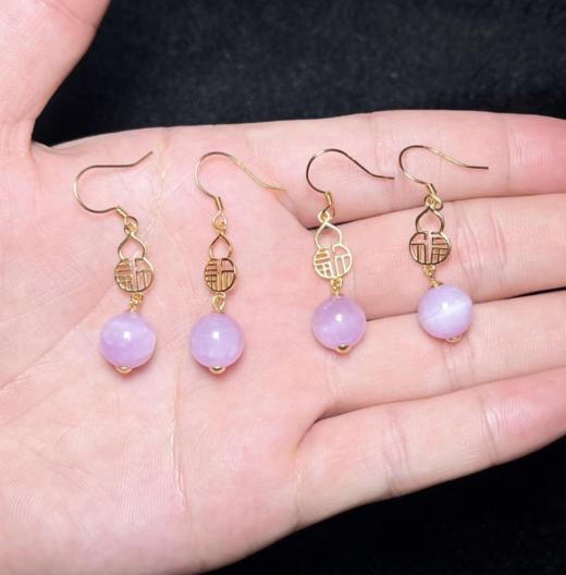 玉美人菲菲~HZ~S925紫辉圆珠约10 mm耳钩~多样性发一 商品图0