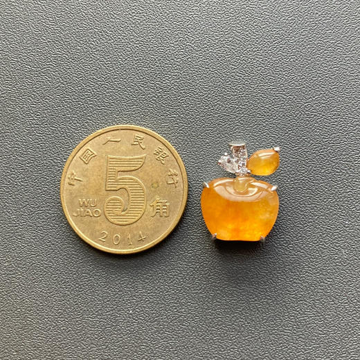 高冰种黄翡苹果18k白金钻石镶嵌 商品图4