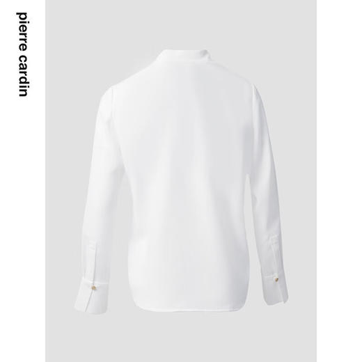 皮尔卡丹女秋冬新款白色长袖系飘带时尚修身衬衫P84BL62W0
 商品图1