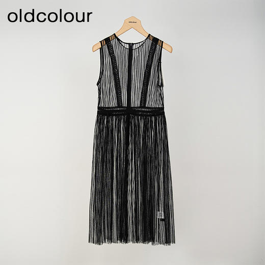 oldcolour春秋款黑色气质百搭设计感高腰显瘦连衣裙女L31106354G 商品图3