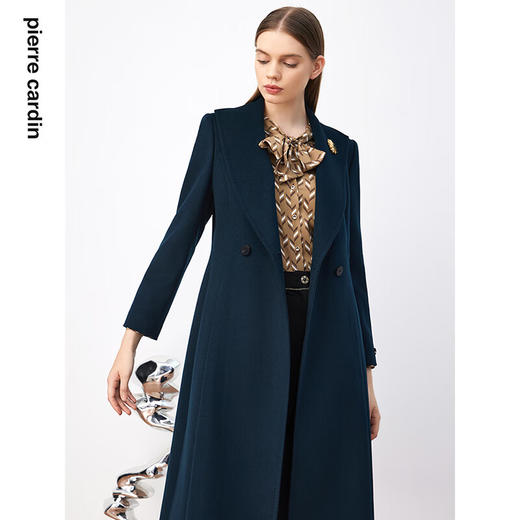 皮尔卡丹女装毛呢外套秋冬大衣女长款气质西装领过膝P3452C3941G0 商品图4