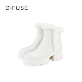 D:FUSE迪芙斯冬季款简约皮毛拼接雪地靴绒毛内里温暖短靴DF44118609