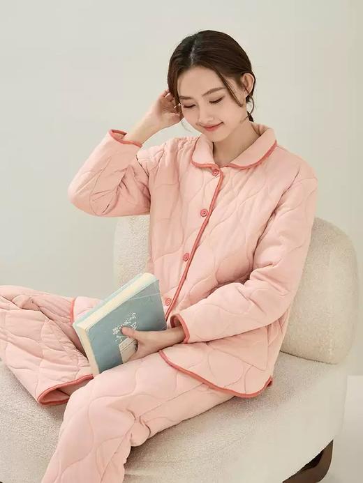 康妮雅女式长裤长袖开襟套装 商品图3