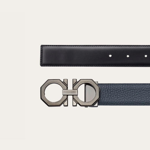FERRAGAMO 菲拉格慕 男士双面可调式 Gancini 皮革腰带 蓝色 67 0266 765787 商品图2