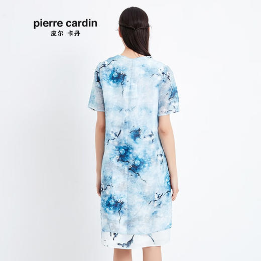 皮尔卡丹女装季新款短袖浅蓝色风衣外套气质时尚中长款开衫
 商品图2