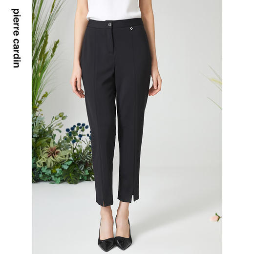 皮尔卡丹女装裤子西装裤黑色显瘦百搭通勤时尚锥筒裤P3118T3011B0
 商品图0