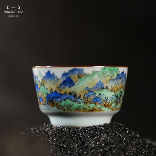 问鼎汝瓷鼎峰系列月白端合杯（千里江山图） 商品图0