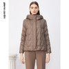 皮尔卡丹女装羽绒服咖色菱形格状百搭连帽保暖上衣P3493Y3401K1
 商品缩略图0