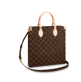 LOUIS VUITTON Sac Plat PM 经典老花 帆布涂层拼牛皮革饰边 手提单肩斜挎包 中号 女款 深棕色