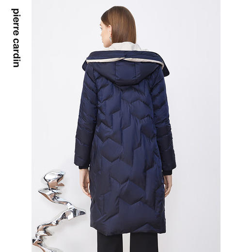 皮尔卡丹女装羽绒服冬季中长款日常藏蓝色保暖外套P3493Y3406N0
 商品图2