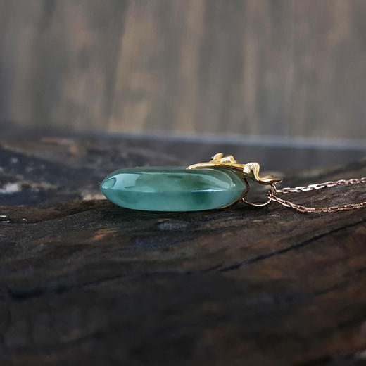 【天然正品】A货翡翠AU750精品黄金镶天然冰种飘花平安扣翡翠（吉祥、如意）吊坠项链中性现售价：7280！281024XY10 商品图5