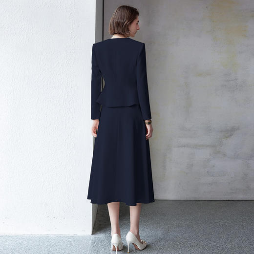 IWY/法式名媛职业西装套装藏青色 秋季珠宝店工作服两件套伞裙职业C2040+S2102 商品图3