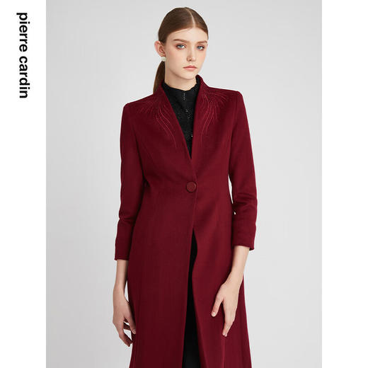 皮尔卡丹女装毛呢外套气质高个子长款安哥拉红大衣P2414C2963T0 商品图2