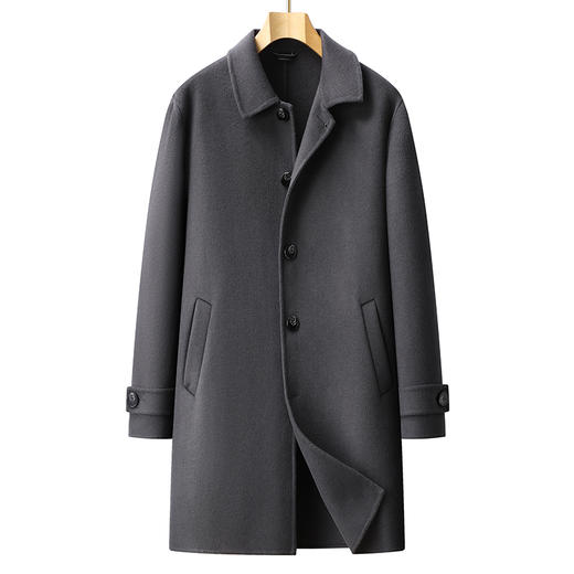 【羊毛呢】【新款DPX】大依优型大码羊毛双面呢中长款外套加肥加大肥佬休闲上衣男士胖子时尚 商品图2