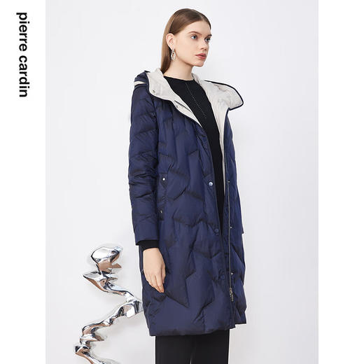皮尔卡丹女装羽绒服冬季中长款日常藏蓝色保暖外套P3493Y3406N0
 商品图1
