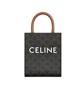 CELINE赛琳 Cabas 经典满印老花 人造革 托特包Tote包购物袋琴谱包手提单肩斜挎包 迷你 女款 黄褐色