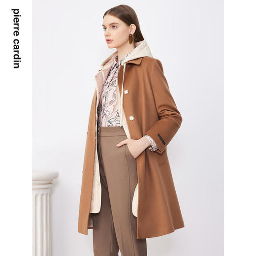 皮尔卡丹女装毛呢外套高原山羊绒爆款廓形双面呢大衣P3414C3979M0
 商品图4