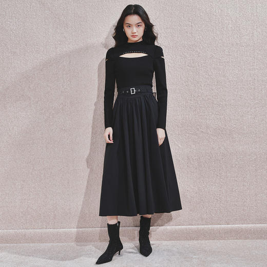 *复古风百褶半裙高腰半身裙女 商品图1