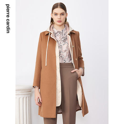 皮尔卡丹女装毛呢外套高原山羊绒爆款廓形双面呢大衣P3414C3979M0
 商品图3