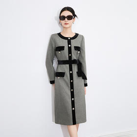 【高货wl】全新升级【铂金会员349/天猫469/差价120】(14343) 洛诗琳高级感气质显瘦通勤轻奢小香风圆领长袖包臀连衣裙