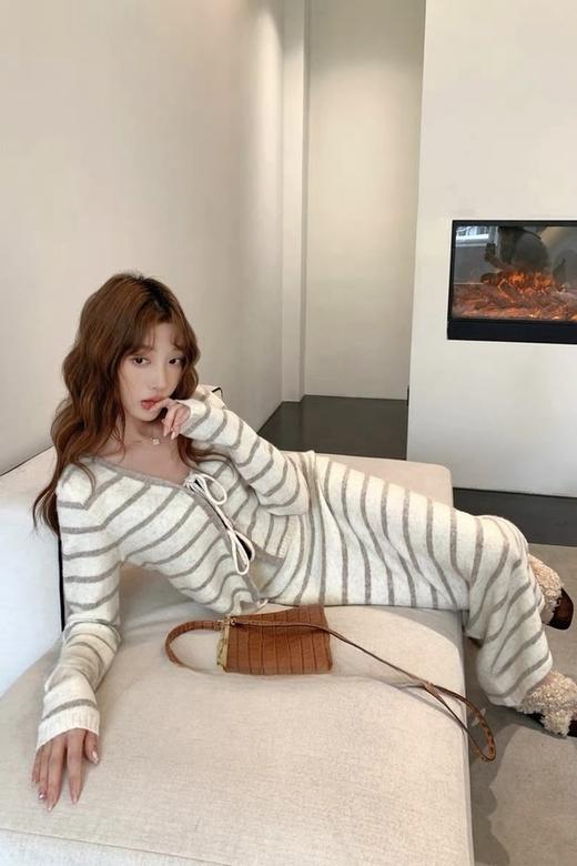 LNNNS 慵懒条纹针织连衣裙开衫套装 18891 商品图6