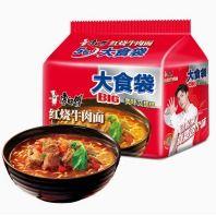 康师傅大食袋红烧牛肉面120g*5/包