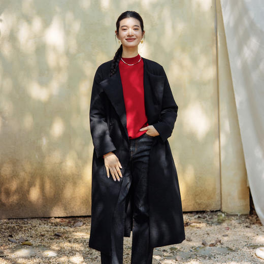 绽放546朵/冬季加厚帅气廓形搭配*双排扣围巾白鹅绒长款风衣 商品图4