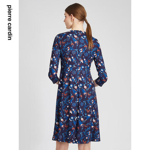皮尔卡丹女装连衣裙法式印花复古圆领百搭裙子P2324E2918L3 商品图3