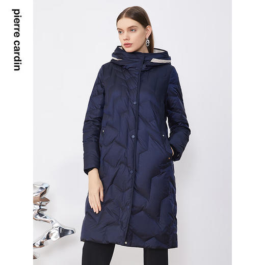 皮尔卡丹女装羽绒服冬季中长款日常藏蓝色保暖外套P3493Y3406N0
 商品图4