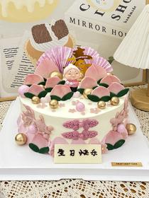 粉色寿桃 中式祝寿款蛋糕 