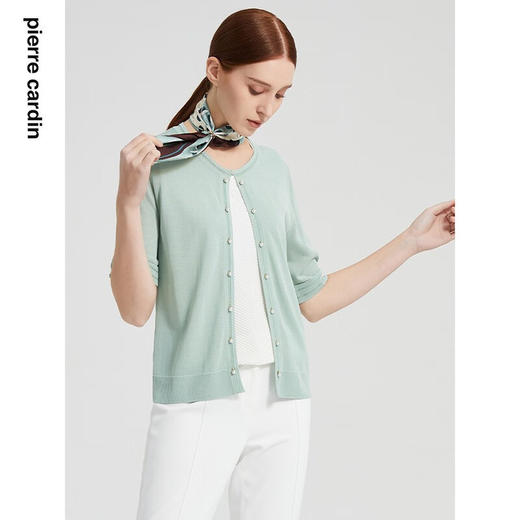 皮尔卡丹女装春季新款简约百搭清爽短袖针织衫P2299K2204G0
 商品图3