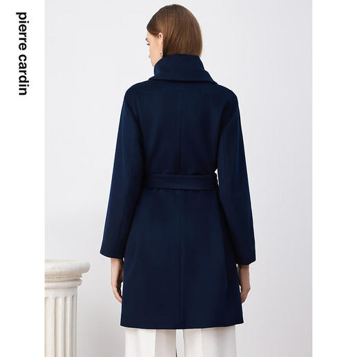 皮尔卡丹女装大衣蓝色设计感修身中长通勤羊毛呢外套P3450C3896N0
 商品图2