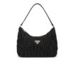 PRADA普拉达 尼龙和Saffiano皮革Hobo 褶皱手提包 迷你黑色 商品缩略图0