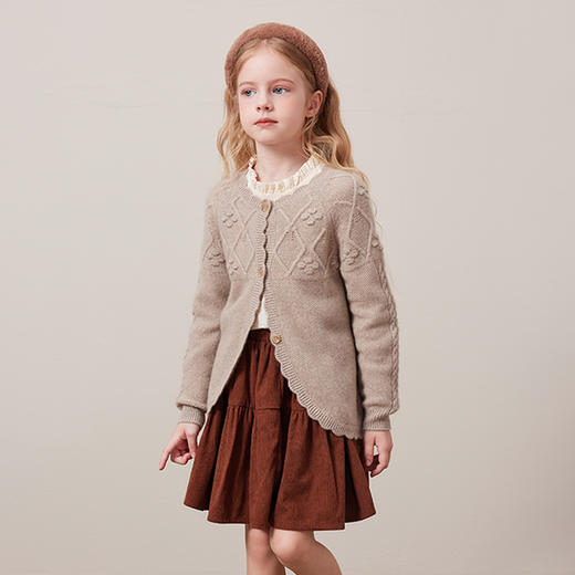mettekids儿童100%羊绒衫2024秋冬新款女童针织毛衣童装羊绒开衫 商品图1