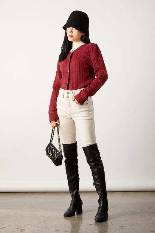 Le Malene 复古酒红色开衫毛衣外套 10940 商品图1