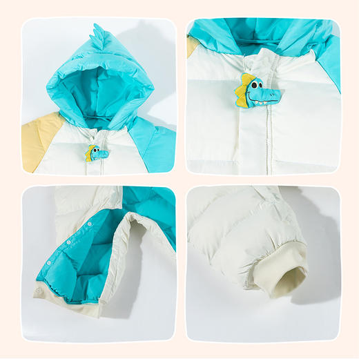 贝贝怡婴幼儿羽绒连体衣冬季新款女宝宝三防鸭绒外出抱衣爬服冬装ZB4DL007 商品图7