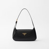 PRADA 普拉达 女士珐琅金属三角形徽标小号皮革单肩包 黑色 1BD358 2AIX F0002 OOO 商品缩略图0