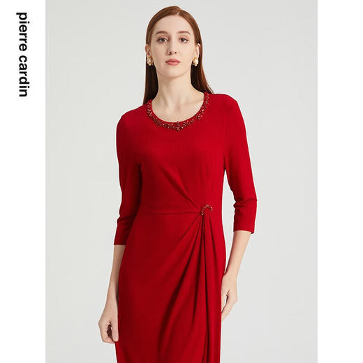 皮尔卡丹女装秋季新款端庄淑女轻奢宴会连衣裙P2130E2106R0 商品图3