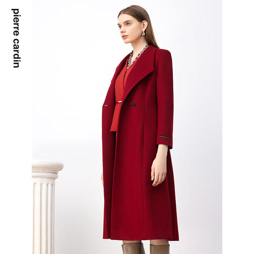 皮尔卡丹女装毛呢外套红色喜庆羊毛大衣女高级感大衣P3408C3983R0
 商品图1