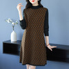 CC-16-9211秋冬提花中长款连衣裙女大码过膝配大衣针织打底毛衣裙 商品缩略图0