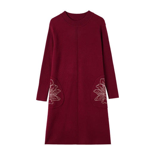 CC-16-9206时尚提花半高领秋冬季新款女士连衣裙套头洋气减龄上衣针织毛衣裙 商品图4