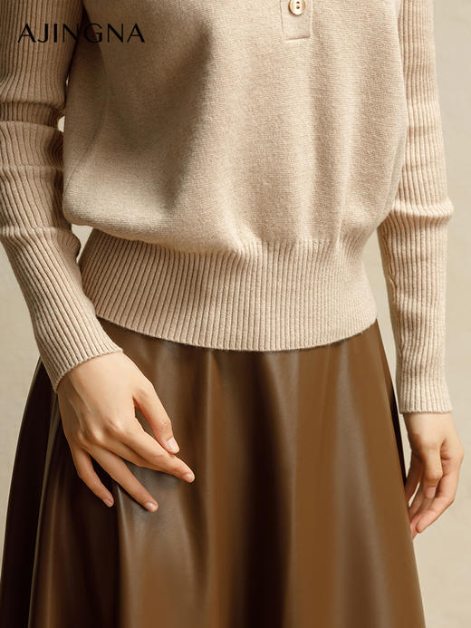 【商场同款】阿菁娜2024冬季新款翻领优雅针织毛衫A29D301029 商品图2