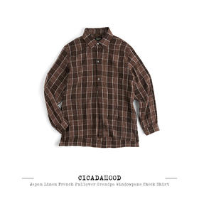 Cicadahood日本亚麻法式套头格纹衬衫 男女款