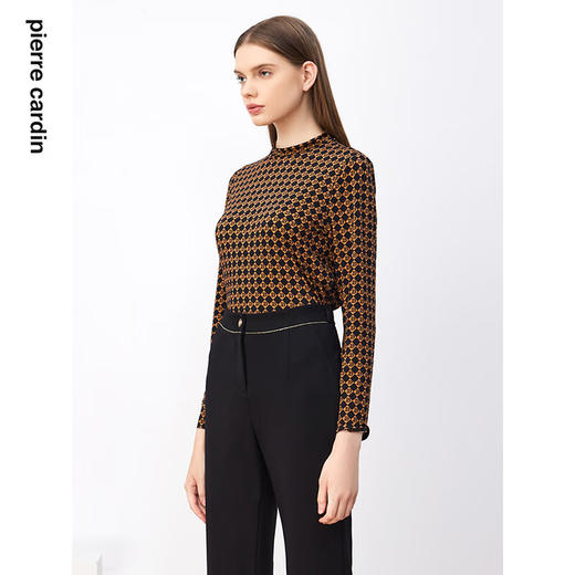 皮尔卡丹女装针织衫黑花色波点修身打底衫百搭上衣P3362B3971B3
 商品图1