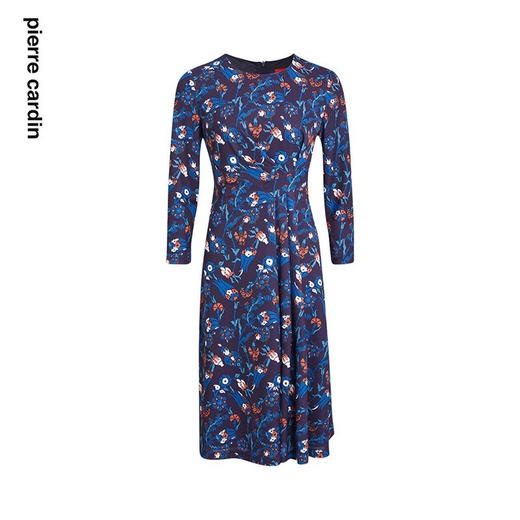 皮尔卡丹女装连衣裙法式印花复古圆领百搭裙子P2324E2918L3 商品图4