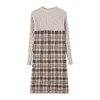 CC-16-9209半高领加厚女套头拼接格子宽松打底衫秋冬季中长款大码连衣裙 商品缩略图4