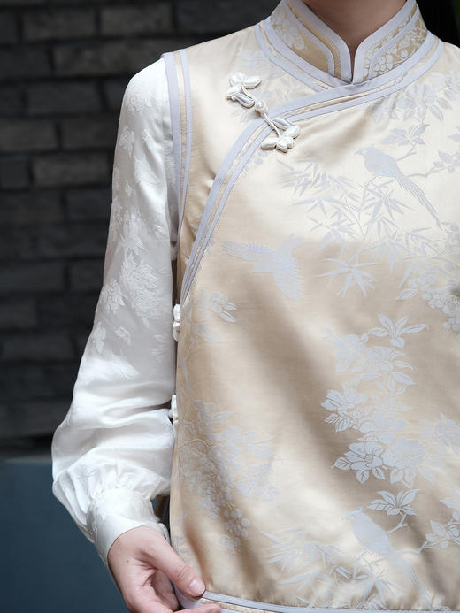 盛唐牡丹|喜上眉梢真丝偏襟马甲(夹棉) 商品图2