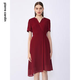 皮尔卡丹女装夏季新款通勤修身不对称多色连衣裙C32DS016
