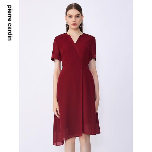 皮尔卡丹女装夏季新款通勤修身不对称多色连衣裙C32DS016
 商品图0